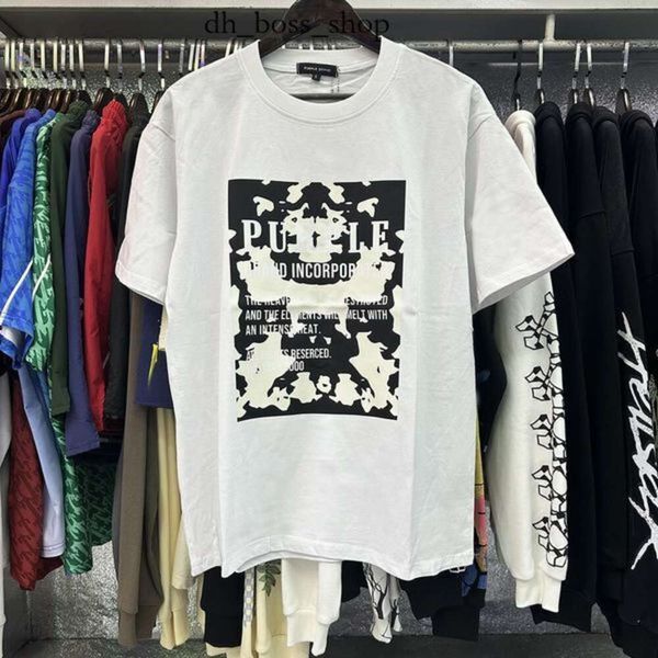 Brand Purple T-shirt Designer Shirt Purple Tees Fashion Splash Ink T-shirt imprimé court Men Coton Coton Oversize Hip Hop Streetwear Tshirts Euro Purple Jeans 740