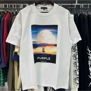 T-shirt de marque violette hommes femmes jeans violet jeans coffre-pêne collier régulier en coton imprime