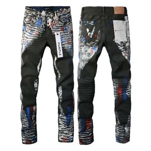 Paars merk trendy heren high street zware industrie schilder van noodlijdende slanke fit leggings modieuze licht gekleurde jeans