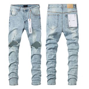 Paars merk trendy geperforeerde gepersonaliseerde Amerikaanse hiphop jeans