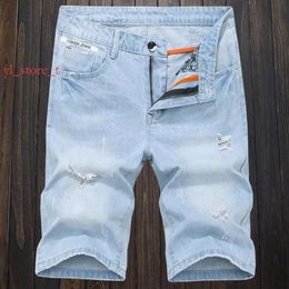 Purple BrandDesigner Heren gescheurd korte jeans merk kleding Bermuda katoen shorts ademende denim shorts mannelijke hoogwaardige nieuwe mode baggy jeans 8902