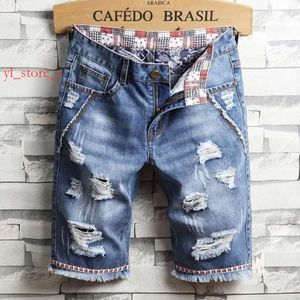 Purple BrandDesigner Mens Ripped Jeans Short Brand Clothing Bermuda Cotton Shorts Breathable Denim Shorts masculin High QualityNew Fashion Baggy Jeans 8379