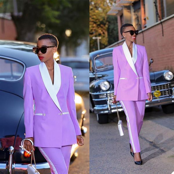 Pantalons de mariée violet Bridal Suits Châle Blanche Reverse mère Mère de la mariée Sleit Slim Fit Evening Prom Prom Tuxedos 2 Pieces291r