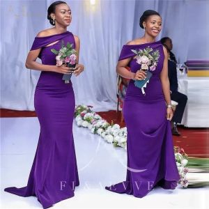 Robes de demoiselle d'honneur violet élégante africain one épaule sirène de mariage robe invitée maison femme de chambre d'honneur