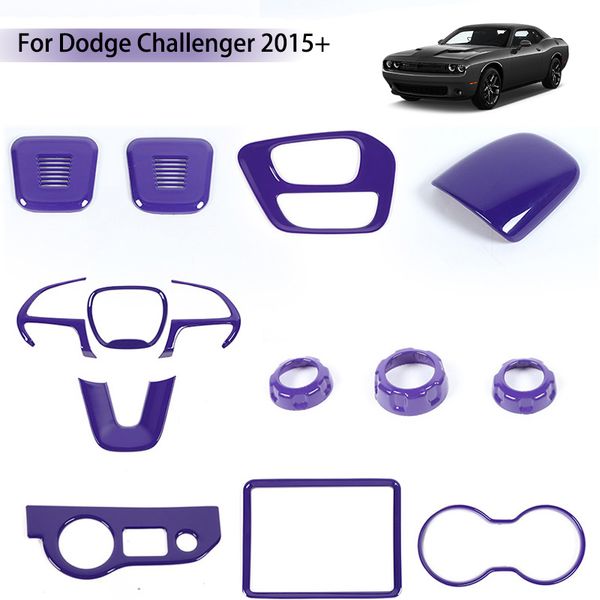 Kit de garniture intérieure pour volant Central violet, accessoires d'intérieur de voiture pour Dodge Challenger 2015 UP