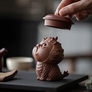 La Boutique d'animaux de compagnie de thé en argile violette peut être élevée pour attirer la richesse bêtes divines Dragon jouant avec des services à thé couvercles de Tables à thé 240130