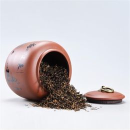 Paarse klei theepot keramische pot huishoudelijke verzegelde pot pu 'er zwarte thee en groene opslagpot Gunstige pot2862