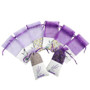Sachet en Organza de coton violet lavande, sac cadeau anti-moisissure pour bricolage de fleurs séchées, bourse douce pour garde-robe LL
