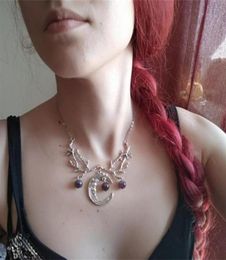 Collier de Branches de croissant de lune violet, pendentif de sorcière, bijoux de forêt fantastique, bijoux de brindille gothique, colliers de mariage Wicca9042212