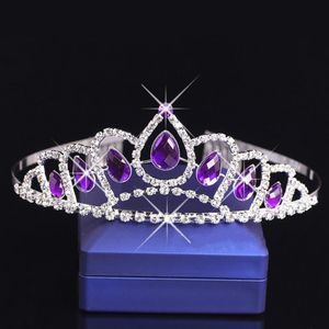 Violet cristal diamant filles coiffes peignes enfants couronne fleur fille strass bébé tête pièces pour mariage filles accessoires Hea264b