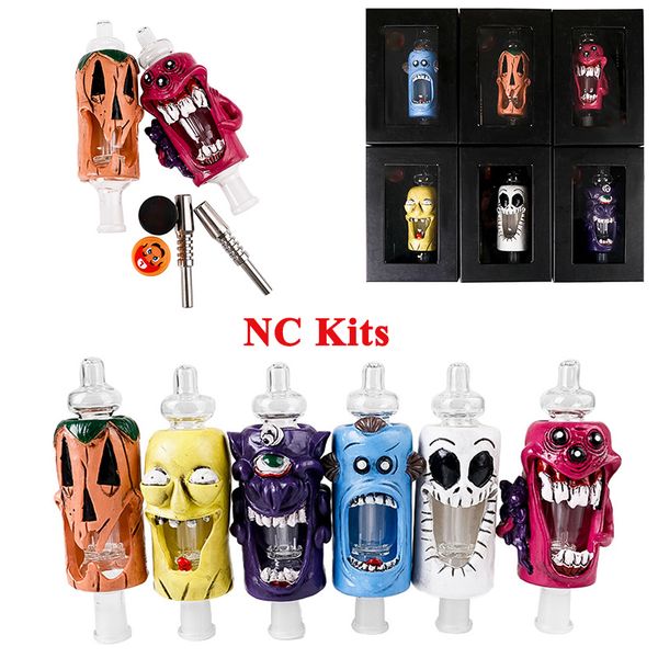 En gros, New Halloween Nector Collector Kits NC Styles de caricatures multiples Bangs en verre Heady Bangs 6 pouces petites tuyaux Pumpkin Dab Rigs avec ongle en titane