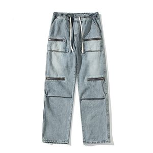 Paarse Designer Baggy Stijl Kwaliteit Losse Wijde Pijpen Trend Denim Overalls High Street Fashion voor Heren Jeans Dames
