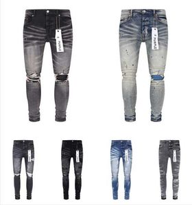 Violet Designer Mode Nouveau Printemps et Automne Hommes Jeans Plancton Beau Style Luxe Casual Patchwork Déchiré Hip Hop à Faire Vieux Noir Bleu