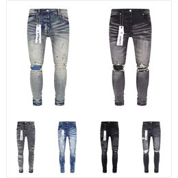 Designer violet pour hommes jeans randonnée pantalon déchiré hip hop haute rue marque de mode pantalons Vaqueros Para Hombre pull de moto98