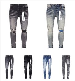 Diseñador púrpura para jeans para hombre Pantraje de senderismo rasgado Hip Hop High Street Fashion Modion Pantalones Vaqueros para Hombre Motorcycle