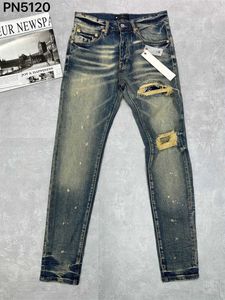 Violet Designer Jeans Marque Mens Ripped Straight Regular Denim Tears Washed Old Long Fashion Hole Stack Nxqu