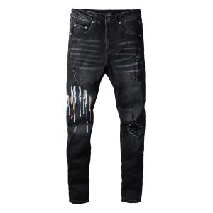 paarse designer jeans heren brief logo white black rock revival broek fietser broek man man pant gebroken gat borduurwerk 28-40 kwaliteit top 877949913