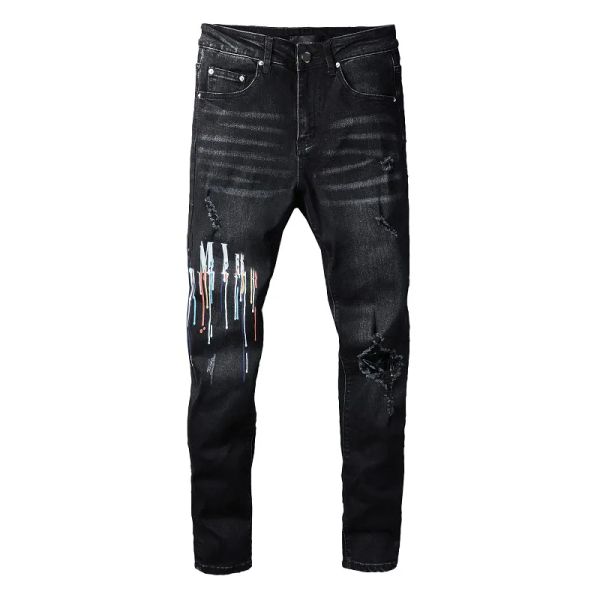 Purple Designer Jeans Men Letter Marca White Black Rock Revival Pantalones Biker Pantalones Man Manguanto Bordado Bordado Tamaño 28-40 Calidad Top 877949913