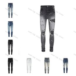 Jeans Purple Designer Mens Jean Purple Diseñador Pantalones Pantalones Jeans rasgados Lágrimas de mezclilla regulares rectas