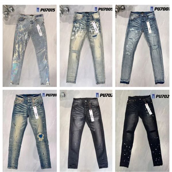 Jeans de créateurs violets Jeans pour hommes Jeans violets Pantalons de créateur Pantalones Jeans pour hommes Jeans déchirés Jeans droits réguliers Denim Tears Washed Old Jeans Jeans longs 29-40