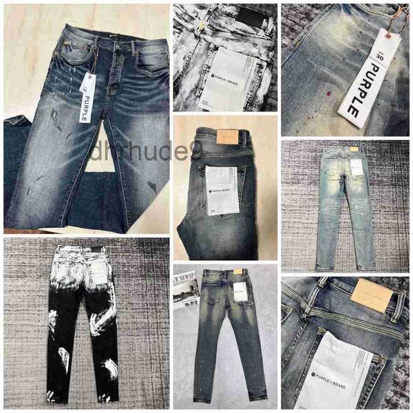 Purple Designer Jeans Pantalons pour hommes Pantalones Ripped Straight Tears réguliers lavés vieux jeans longs6qoa 51YL