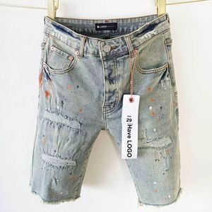 Purple Designer Jeans Shorts de haute qualité High Street American Plus size Hip Hop Ripped Denim Shorts 677