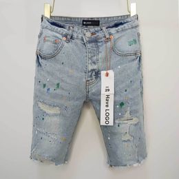 Jean pour hommes de créateur violet shorts hip hop occasionnels à genoux court jean vêtements 29-40 tailles shorts de haute qualité jeans en denim