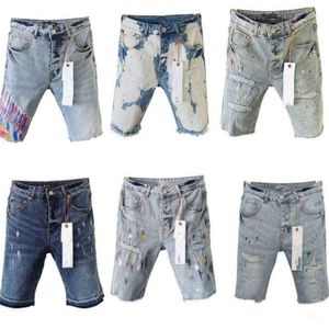 Paarse designer heren jeans shorts hiphop casual korte knie lenght Jean Clothing 29-40 maat hoge kwaliteit shorts denim jeans 2024