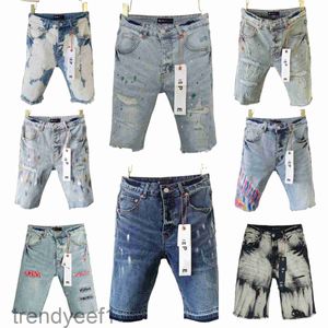 Purple Designer Mens Jeans Shorts Hip Hop Casual Korte Knie Lenght Jean Clothing 29-40 Man Summer Wear Shorts High Street Denim Jeans