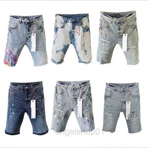Paarse designer heren jeans shorts hiphop casual korte knie lenght Jean Clothing 29-40 maat hoge kwaliteit shorts denim jeans