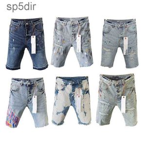 Paarse ontwerper heren jeans shorts hiphop casual korte knie lenght Jean Clothing 29-40 Maat 9uq8