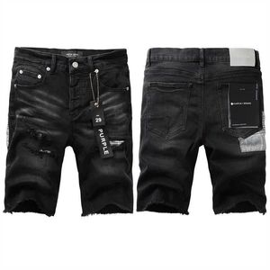 Paarse ontwerper heren jeans shorts hiphop casual korte knie lenght Jean Clothing 28-40 maat hoge kwaliteit shorts denim jeans qlih