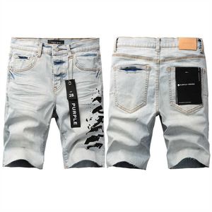 Paarse designer heren jeans shorts hiphop casual korte knie lenght Jean Clothing 28-40 maat hoge kwaliteit shorts denim jeans zpje
