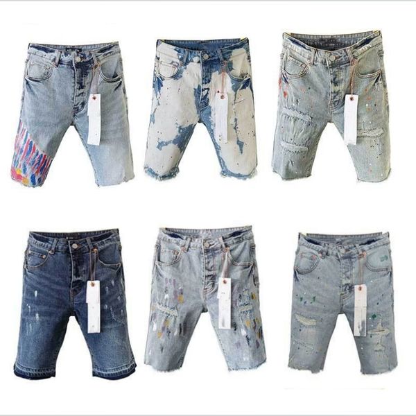 Jean pour hommes de créateur violet shorts hip hop occasionnels à genoux court jean vêtements 29-40 tailles shorts de haute qualité jeans en denim