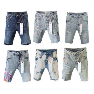 Purple Designer Mens Jeans Shorts Men Merk Retro Wash Hip Hop Casual Korte Knie Lenght Jean Shorts Clothing