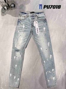 Paarse designer heren skinny jeans gescheurd fiets slanke rechte vouw modetrend retro hiphop high street 41 2bns