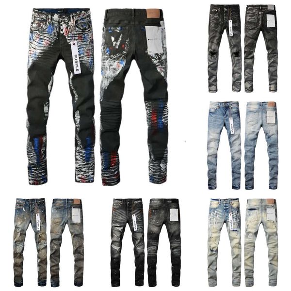 Designer violet Jeans pour hommes de mode mince Jeans de marque pour hommes de qualité haut de gamme Nouveau style pantalon de broderie rétro pantalons pour hommes décontractés en gros