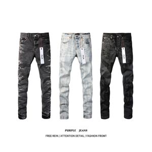 Pantalon pour hommes slim de concepteur violet goutte à goutte empilée empilée skinny moteur broderie pantalon de tendance déchirée jeans