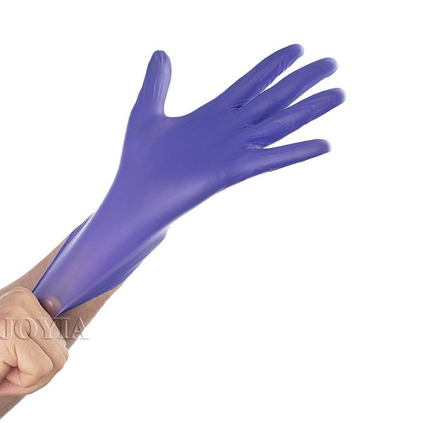 Gants d'examen nitrile jetable pourpre Petite femme moyenne femme homme à domicile Réparation de gants de latex de latex de poudre 100 50 20 pcs