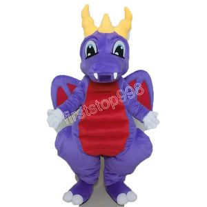 Costume de mascotte de dragon violet simulation de performance dessin animé thème personnage adultes taille noël publicité extérieure tenue costume