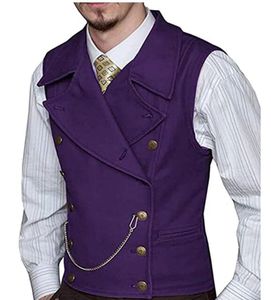 Robe violette gilets pour hommes coupe ajustée hommes costume Gilet Homme Gilet Homme Double boutonnage sans manches formelle veste d'affaires 240119