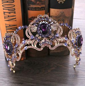 Purple Flower Crystal Tiara Bridal for Weddding Bride Couleur Couleur de la Couronne Bijoux Bijoux Accessoires de cheveux Y2008071663348