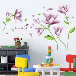 Fleur violette salon chambre décoration de la maison autocollants muraux sur le mur 210420