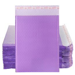 Sacs d'enveloppe en mousse violet Enveloppes d'expédition rembourrées auto-scellantes avec paquets d'expédition à bulles Sac de courrier en feuille de rembourrage noir 5 tailles Poly plastique étanche