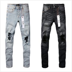 Paars voor hoogwaardige modeheren jeans Cool Style Designer Pant Distressed gescheurde Biker Black Blue Jean Slim Fit 2023