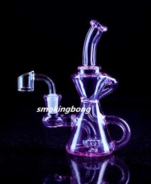 Vidrio púrpura Bong Hookahs Recycler Oil Rigs cubilete Bongs de agua Tubo de vidrio para fumar con 14 mm Banger 7.8 pulgadas