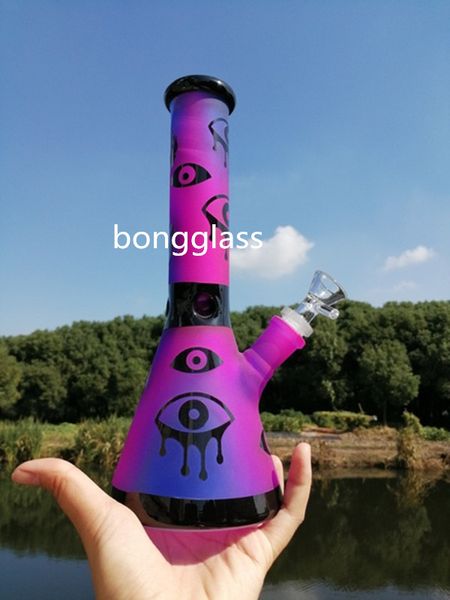 Bongs en verre violet conduites d'eau base de bécher Dab Rigs narguilés Shisha Heady barboteur tuyau de fumée tige inférieure Perc avec bol de 14mm