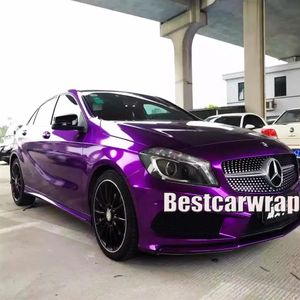 Purple Gloss Candy Metallic Vinyl WRAP Feuille d'enveloppe de voiture entière avec bulle d'air Colle à faible adhérence qualité initiale 3M 1 52x20m Roll 5x2682