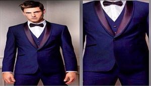 Paarse bruidegom Tuxedos aangepaste mannen passen bruidegom inkeping reverslieders man kantoor mannen bruiloft pakken jacketPantStievest8488830