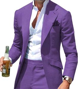 Esmoquin morado para novio, vestido de boda para hombre, solapa de muesca, chaqueta ajustada para hombre, cena de graduación/traje Darty